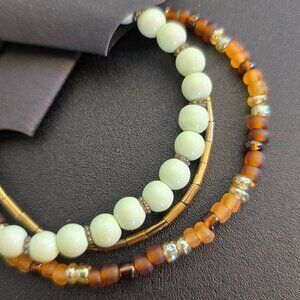 Stretch Bracelet Set - Brown/Mint/Gold